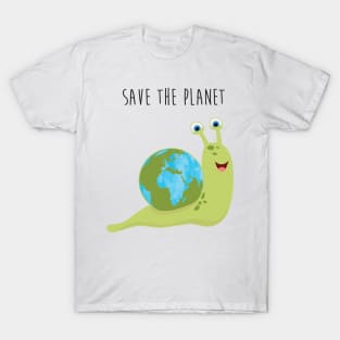 Save the Planet - Happy Earth Day - Snail and his Earth House T-Shirt